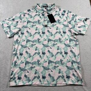 Bad Birdie Mirage Oasis Core Polo Shirt Mens XL Multicolor Moisture Wicking Golf